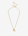 Cadena Corta con Dije Metal Collar Acero Inicial L - Dorado