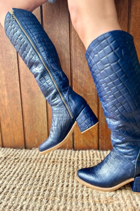 High Heel Boots Crocco Azul