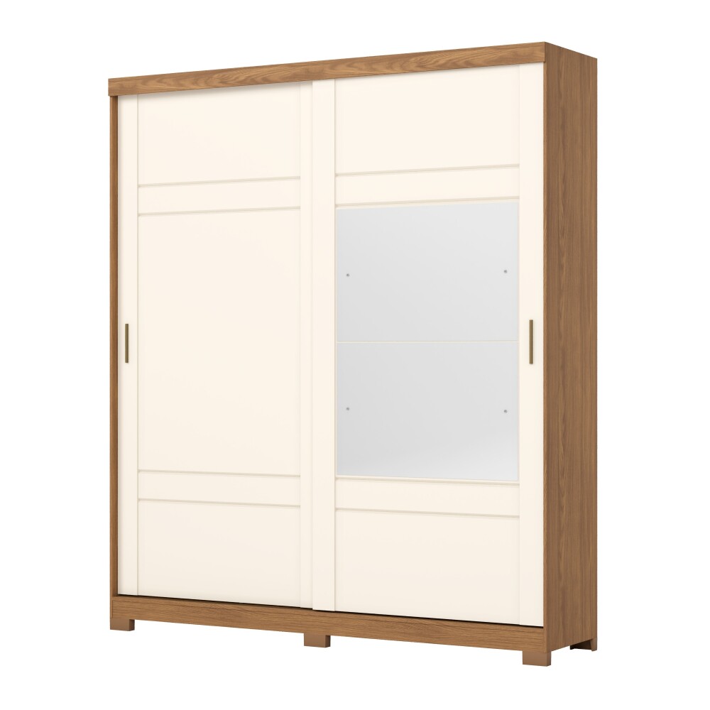 ROPERO VERGGO 2 PUERTAS 3 CAJONES INTERNOS CON ESPEJOS GUARDARROPA CLOSET ARMARIO OFF WHITE