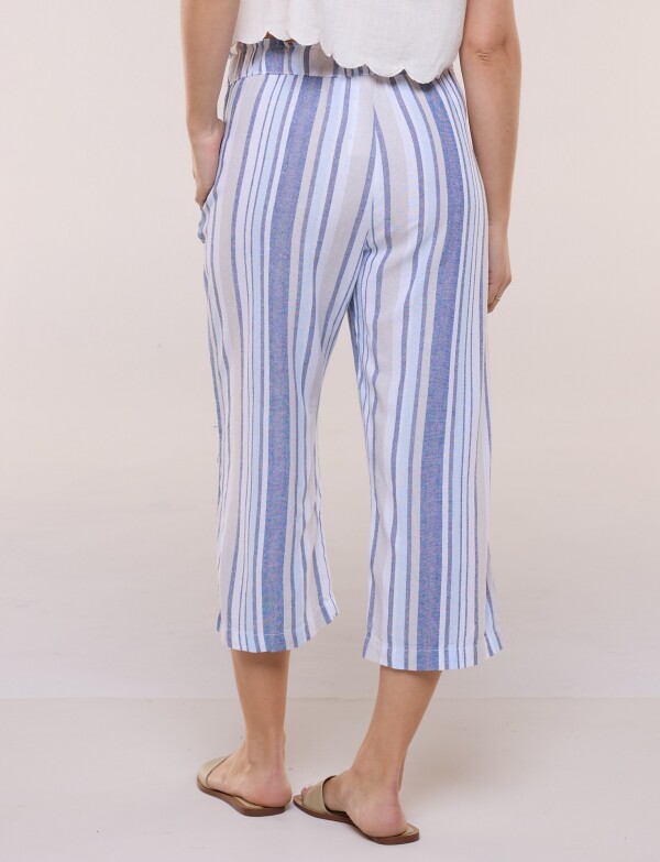 Capri Pull On Lino Con Cordón Ajustable MULTI/AZUL