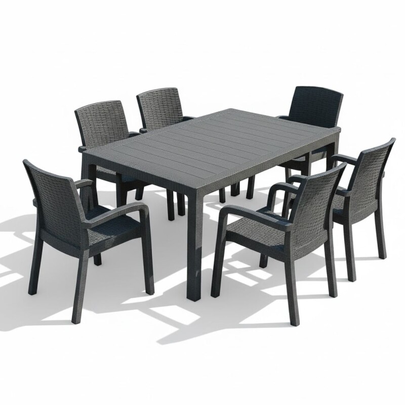 Juego de Jardín 6 Sillas + Mesa GRIS