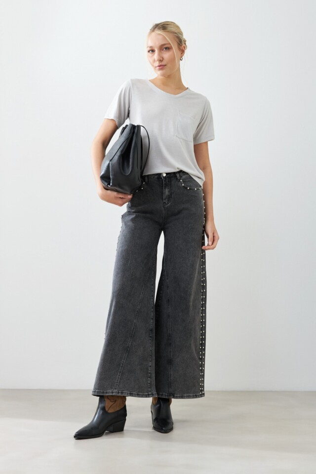 Remera con lurex gris melange