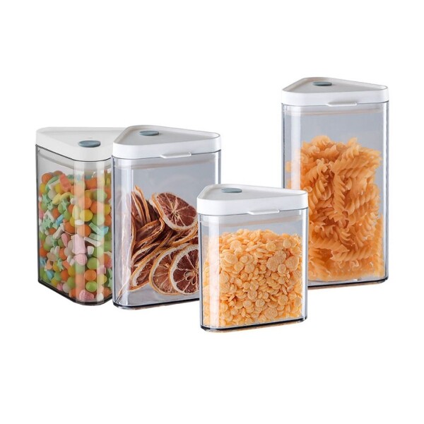 Set De 4 Frascos Hermeticos Plasticos Triangulares Con Tapa Set De 4 Frascos Hermeticos Plasticos Triangulares Con Tapa