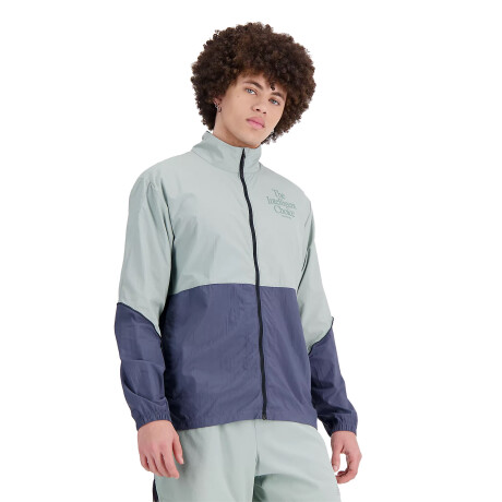 Campera New Balance GRAPHIC IMPACT RUN PACKABLE Grey & Indigo