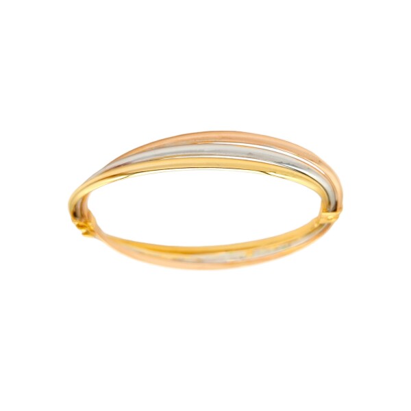 Brazalete Pulsera Tres Aros-Oro Bajo-Sin Piedra-BR8000 Sinpiedra