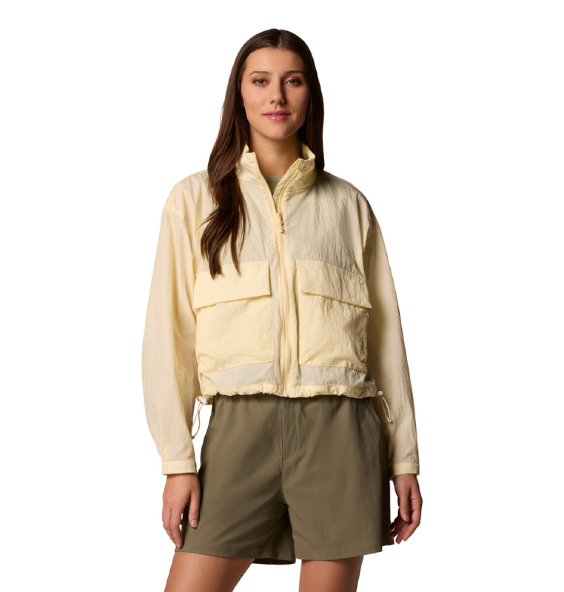 Campera Paracutie Cropped Cargo Mujer - Lemon Wash 