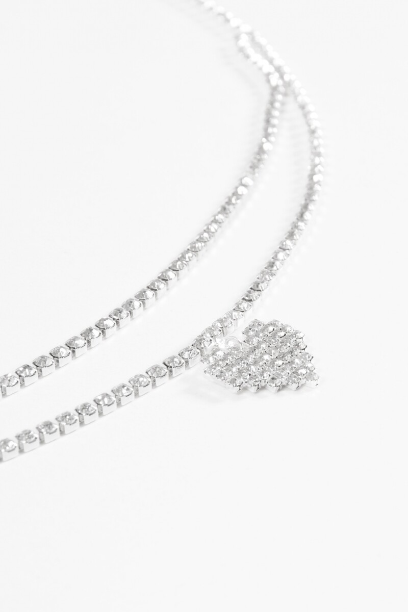 Cinturón doble cadena cora strass plateado
