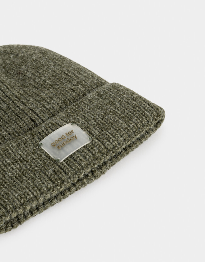 Gorro Clasico Gorro Tejido Con Tag - Verde Kaki