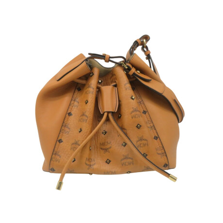 Cartera bombonera de cuero con monograma Camel