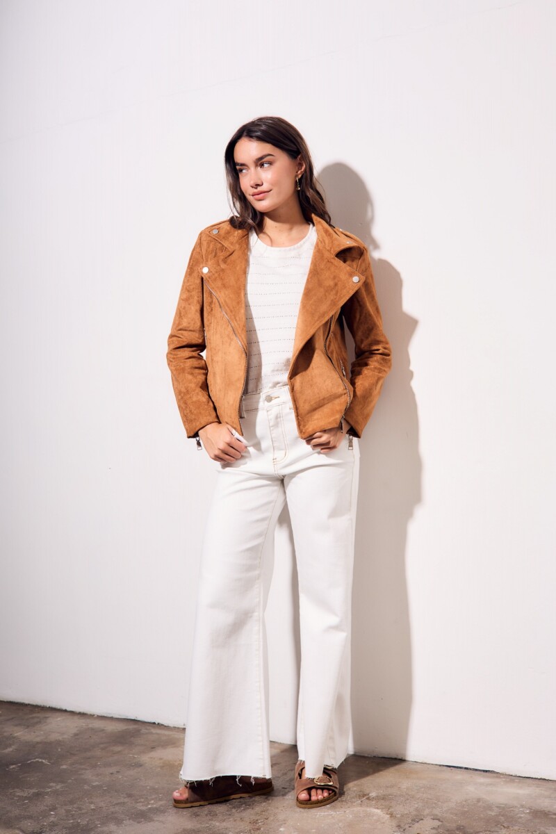 Campera Gamuza Cuero Vegano Camel