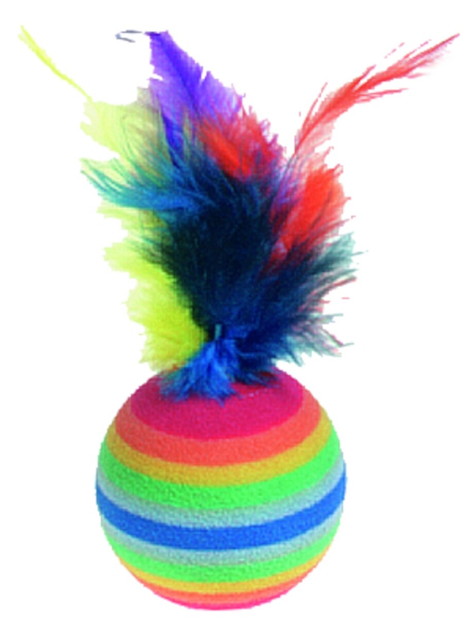 JUG. GATO: 4 PELOTA 'RAINBOW'+PLUMA 
