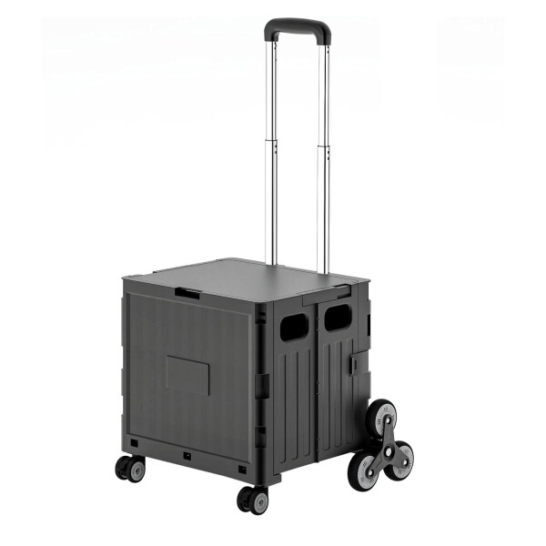 Carro Caja Plegable Ruedas Multiuso Hierro Carrito Escalera Variante Color Negro