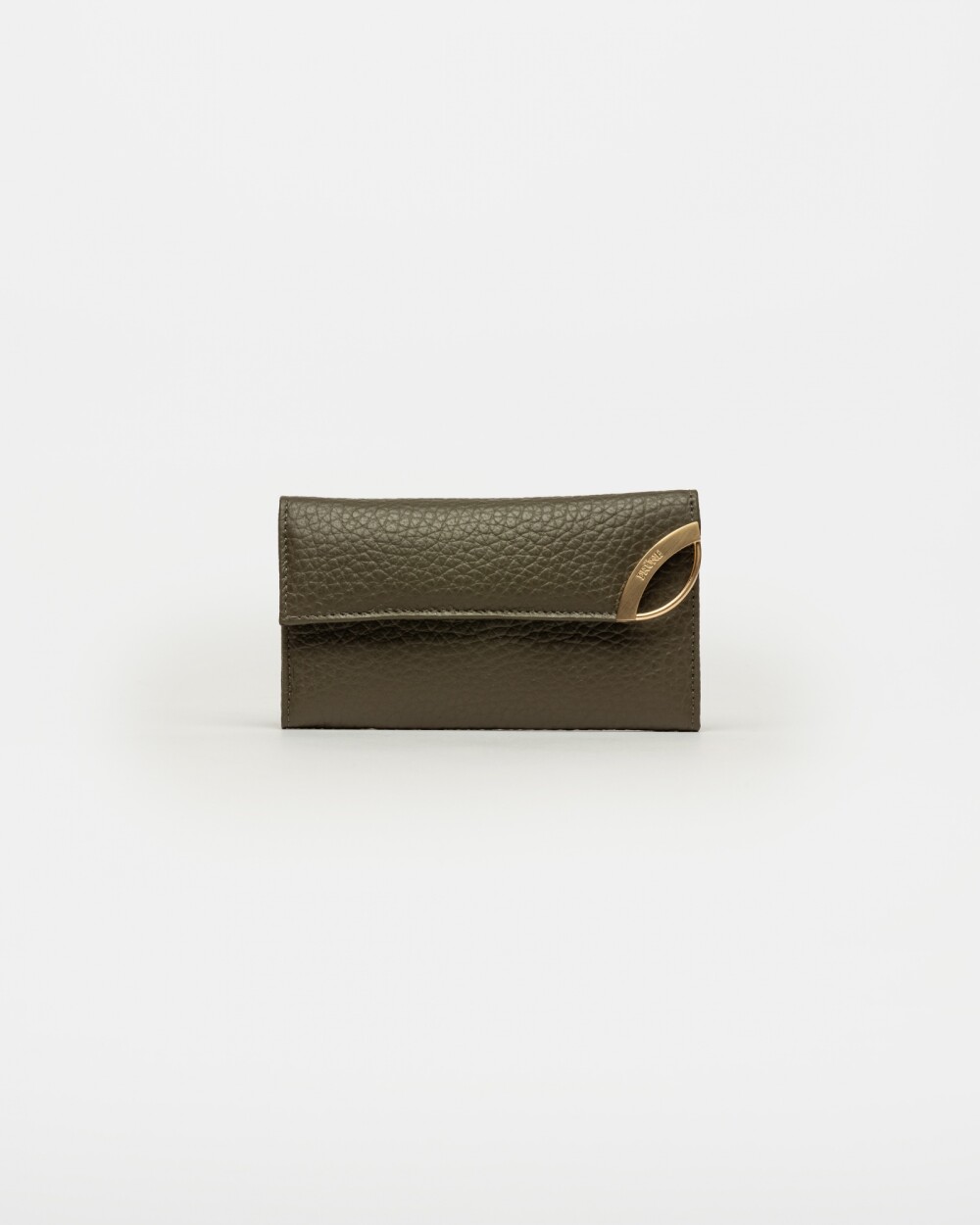 Billetera Katy En Cuero Charol Arrugado Verde