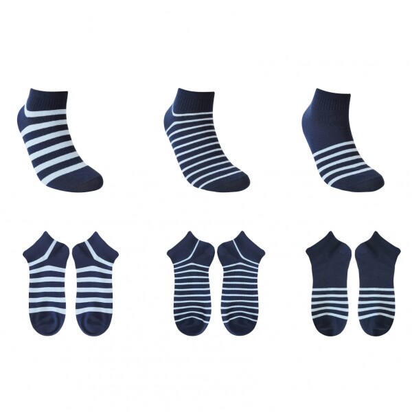 Soquete rayado 6 pares azul