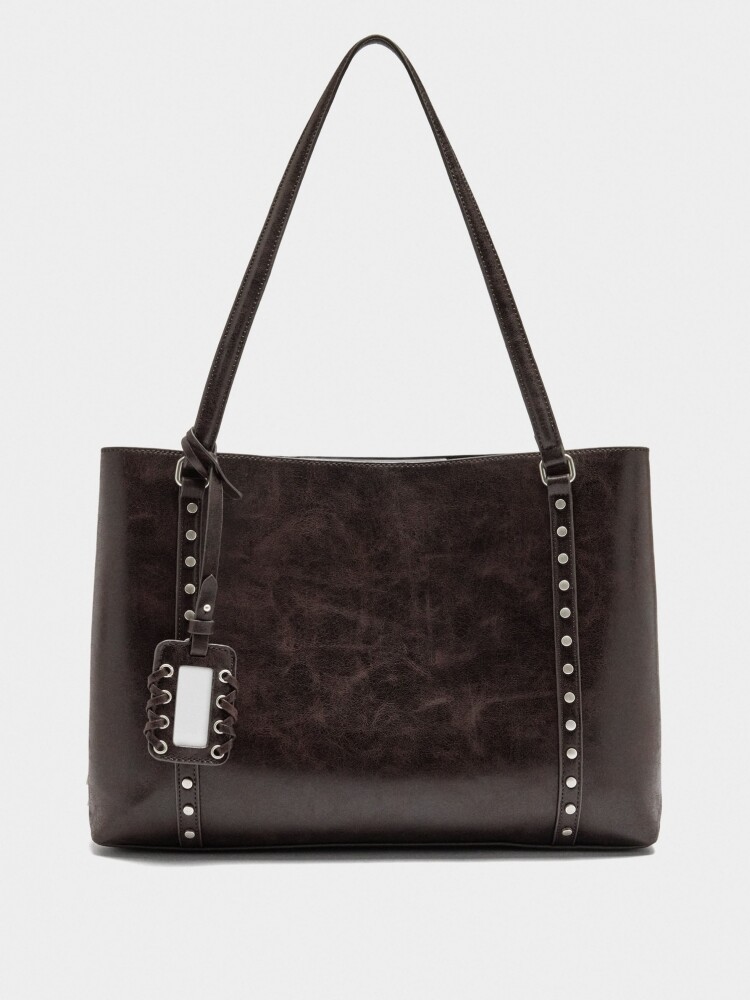 Bolso Para Portátil 13" Con Tachuelas marron
