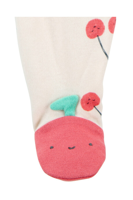 Pijama una pieza de algodón, con pie, diseño cerezas Sin color