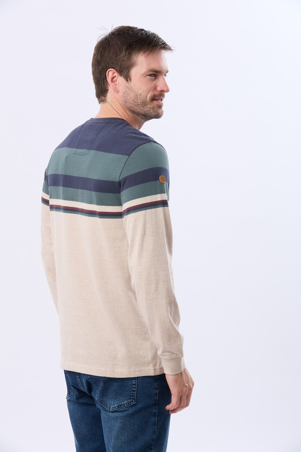 REMERA RAYADA DE ALGODÓN AZUL