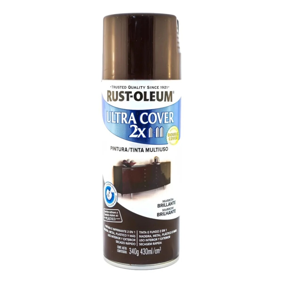 Pintura en Aerosol Marron Brillante Rust-Oleum Ultra Cover 2X Doble Cubrimiento 