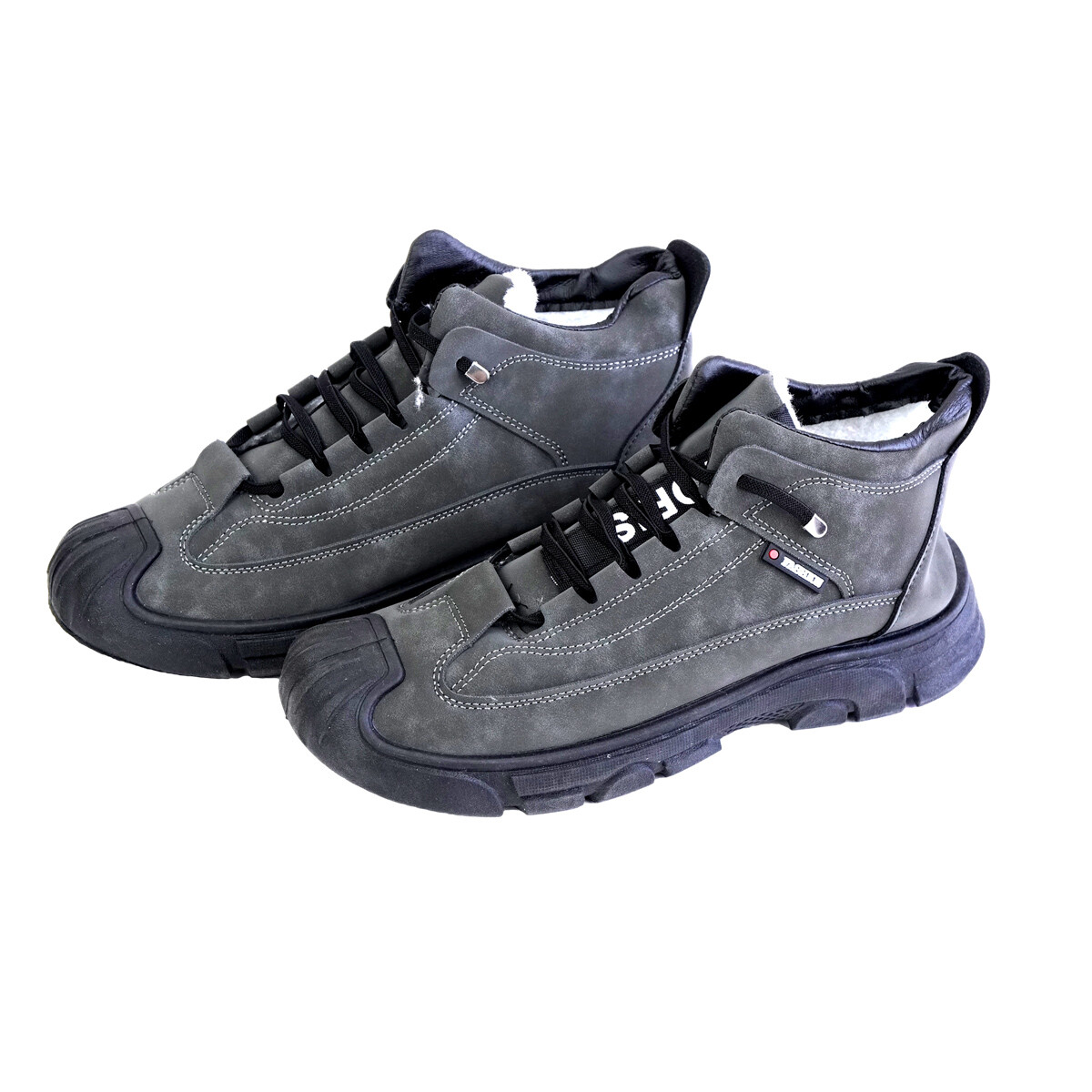 BOTA CABALLERO GAMUZA BASE GOMA FORRADA CORDERITO NEGRO/GRIS 