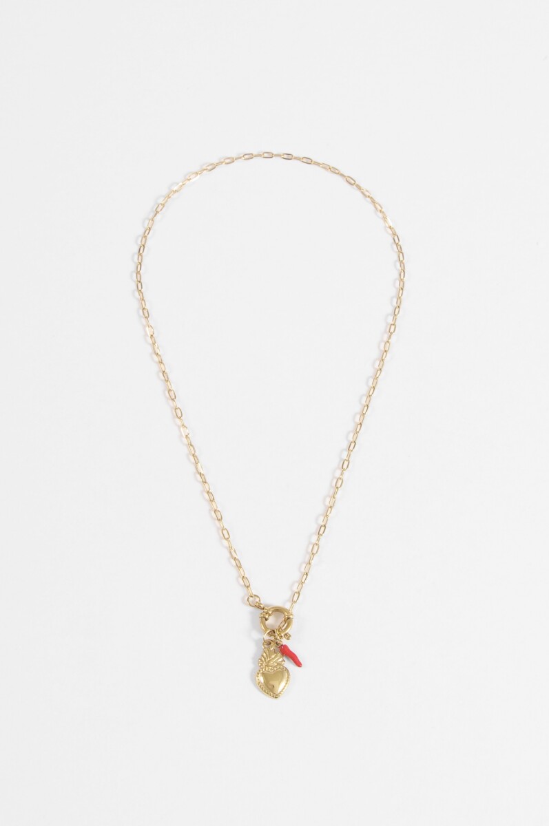 Collar acero dijes - dorado 