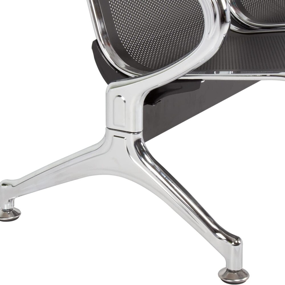 Tandem De 3 Asientos De Metal Para Sala De Espera Negro