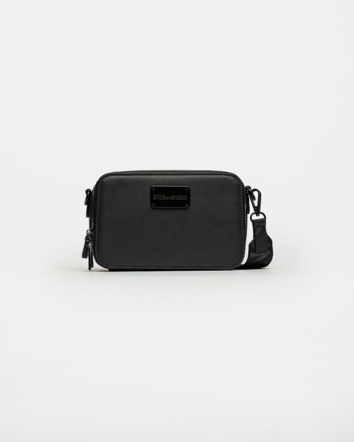 Bandolera New Penny en efecto cuero zaffiano Negro