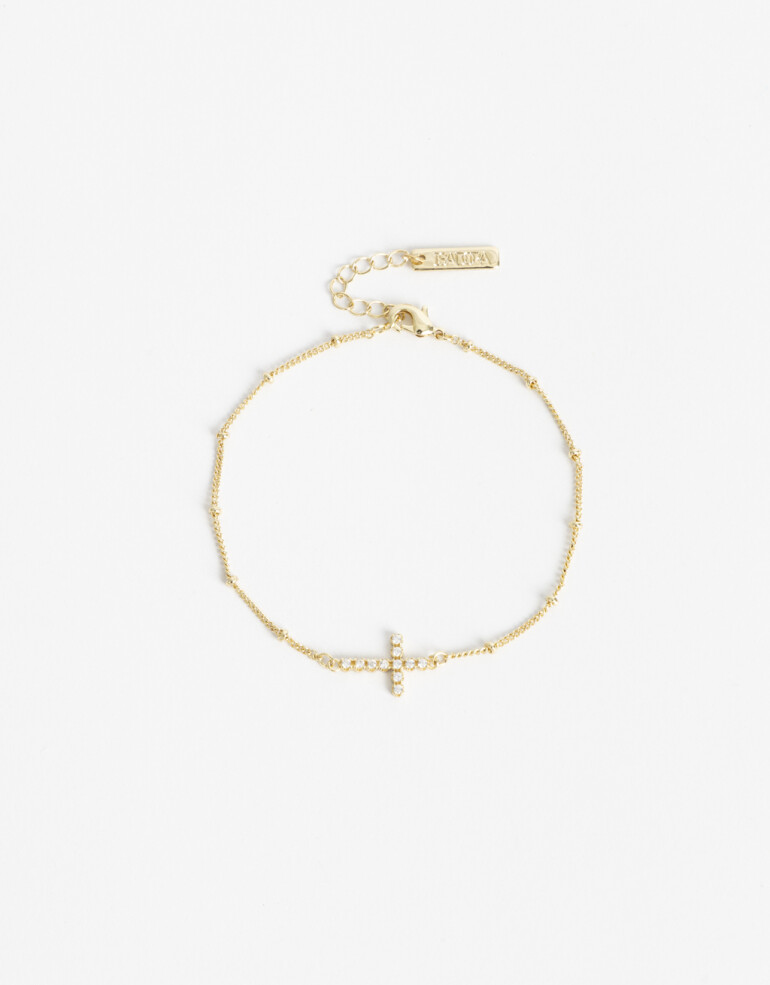 Pulseras Flexibles Cubic zirconia Collar Con Dije De La Línea Delicates. - Dorado