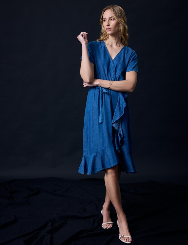 Vestido Tencel Detalle Lazo JEAN