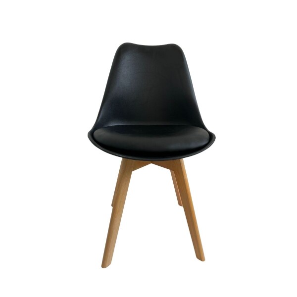 Silla de Comedor Nórdica Estilo Eames de Madera Acolchonada Color Negro x4 Unidades Silla de Comedor Nórdica Estilo Eames de Madera Acolchonada Color Negro x4 Unidades