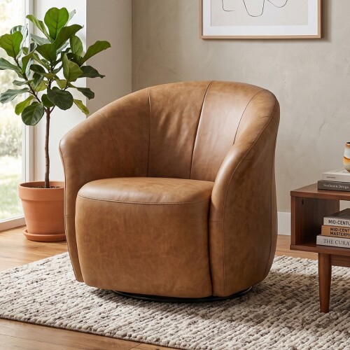 Butaca Giratoria 1 Cuerpo Air Vintage - 100% Cuero Copper