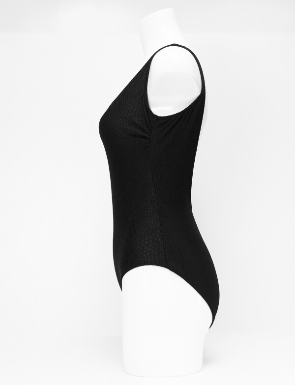 Malla Con Textura Escote V NEGRO
