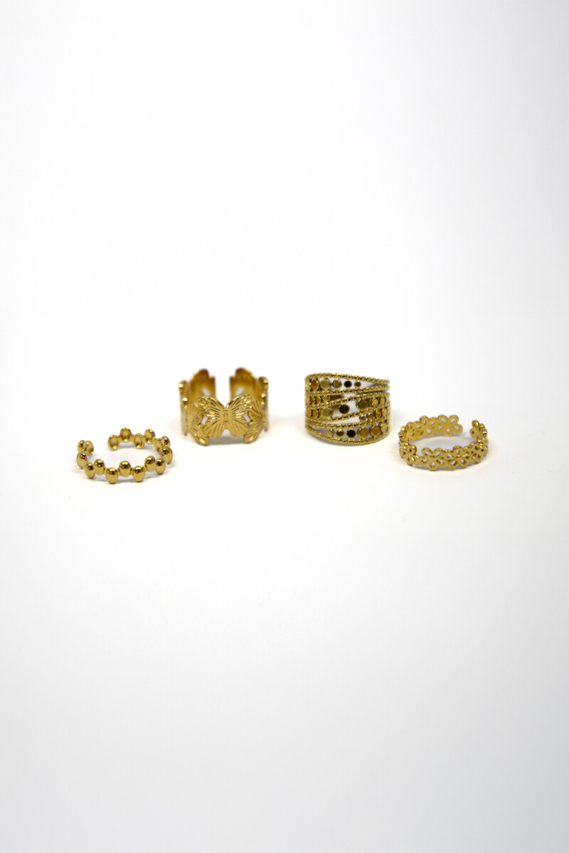 Anillo Piero, Set X4 - Dorado 