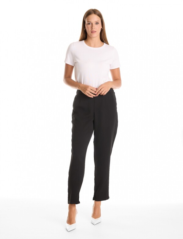 Pantalon Relaxed Fit & Cintura Elástica Posterior NEGRO