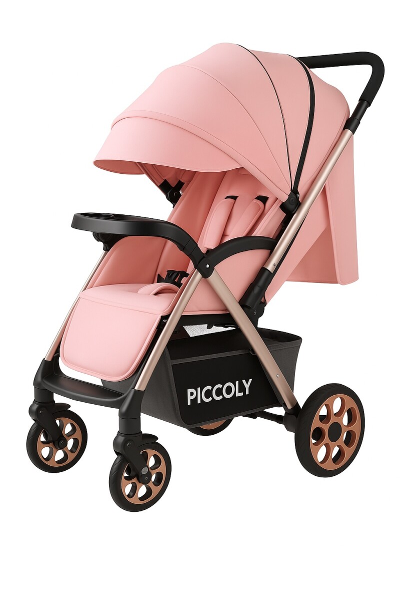 Coche Carriola de Paseo Para Bebe Plegable - Rosa 