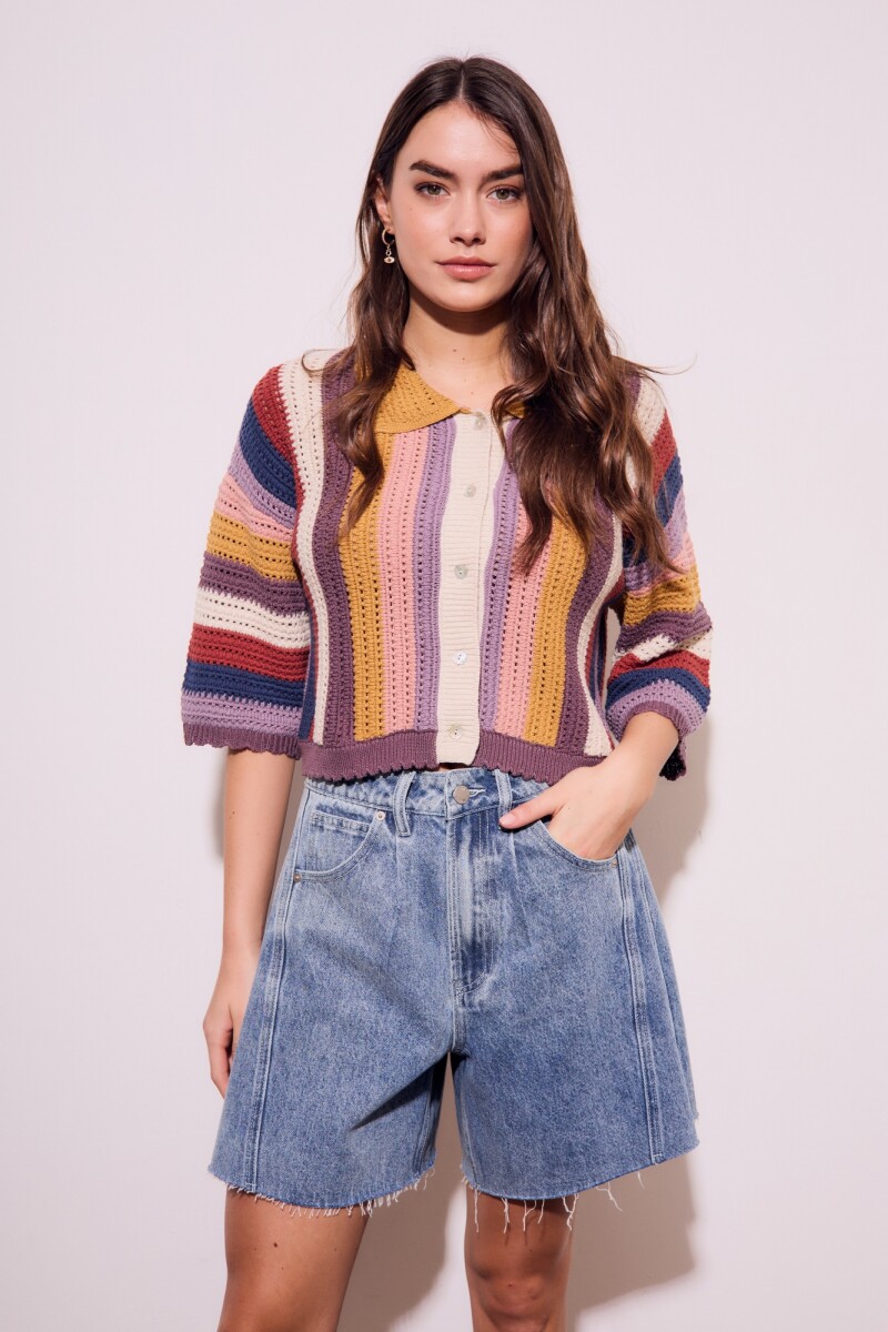 Camisa Crochet Rayada Multi