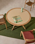 Mesa redonda Julieta de polycemento beige y madera maciza de acacia Ø 120 cm FSC 100% Mesa redonda Julieta de polycemento beige y madera maciza de acacia Ø 120 cm FSC 100%