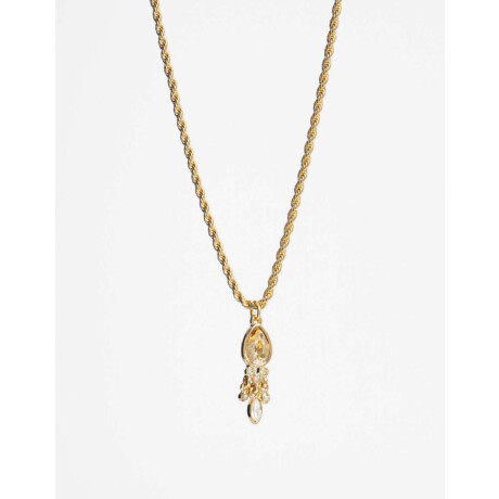 Collar Con Charm Acrílico Y Strass Dorado