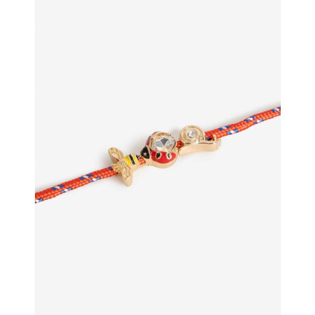 Pulsera Cordón Y Dijes Dorado