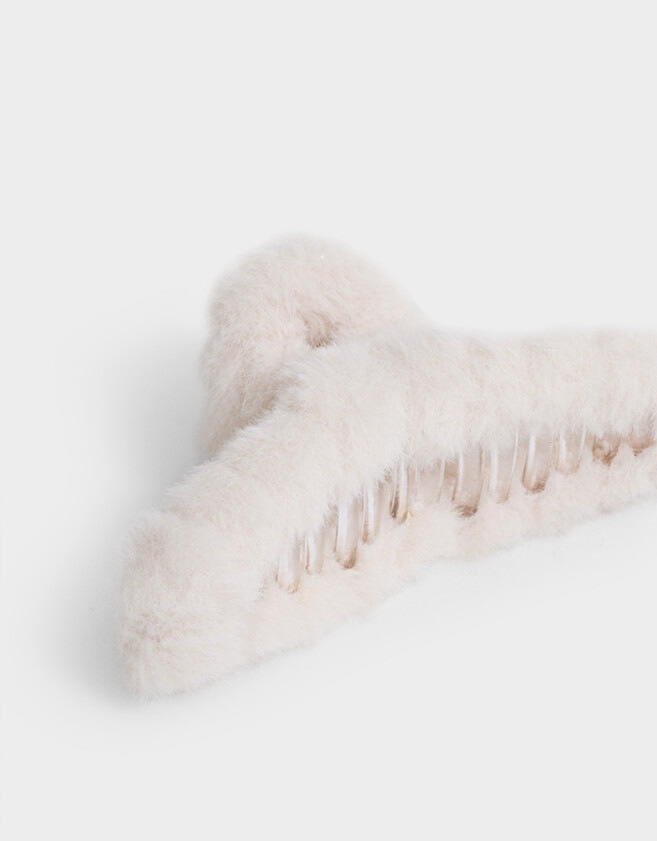 Broche De pelo Broche Textura Peluche - Blanco Crudo