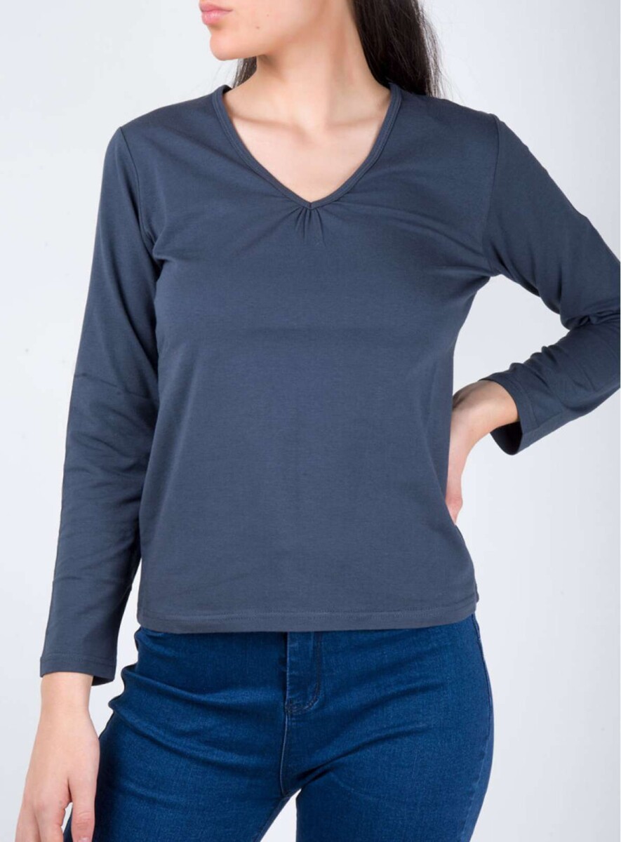 Remera básica algodón elastano - Azul 