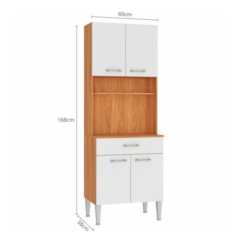 Mueble Alacena de Cocina Organizador para Microondas con Nicho y Cajón 168 x 60 cm - Cinamomo / Blanco Mueble Alacena de Cocina Organizador para Microondas con Nicho y Cajón 168 x 60 cm - Cinamomo / Blanco