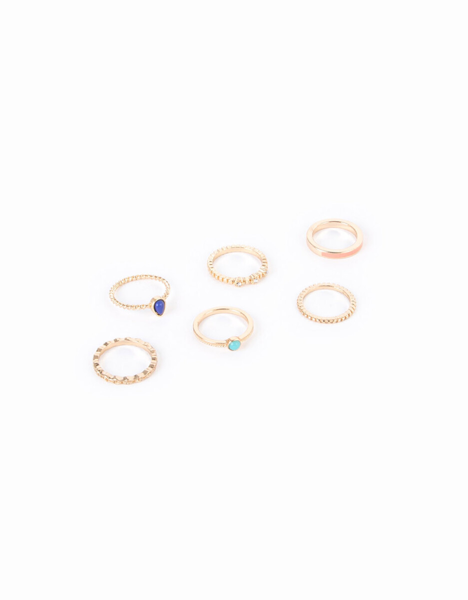 Set De Anillos Con Piedra 