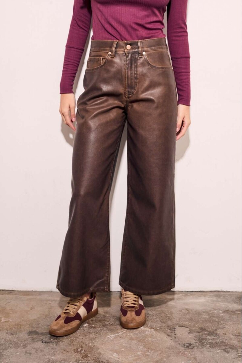 Jean Cuero Vegano Lavado - Marron 