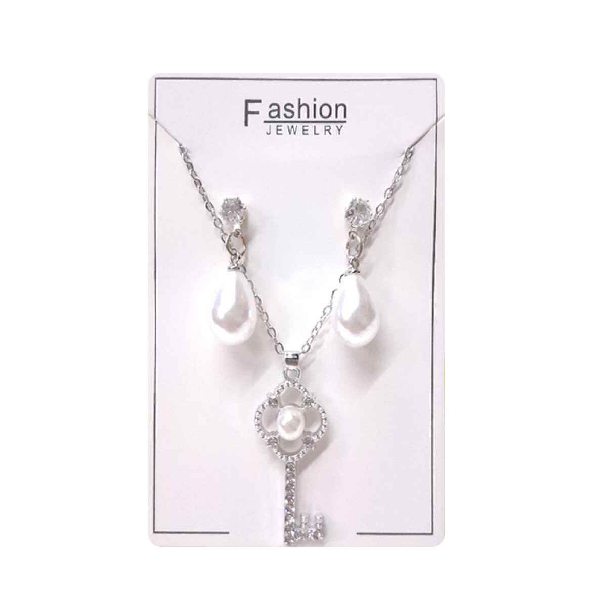 Collar dije llave y caravanas hipoalergénicas 1 par - Collar Dije Llave Y Caravanas Hipoalergénicas 1 Par 