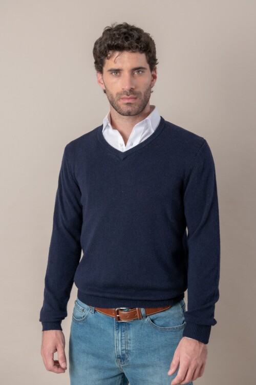 Sweater V Merino Azul