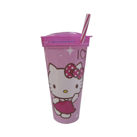 Vaso 2 en 1 Hello Kitty, Pote 220 ml + Vaso 540 ml ROSA