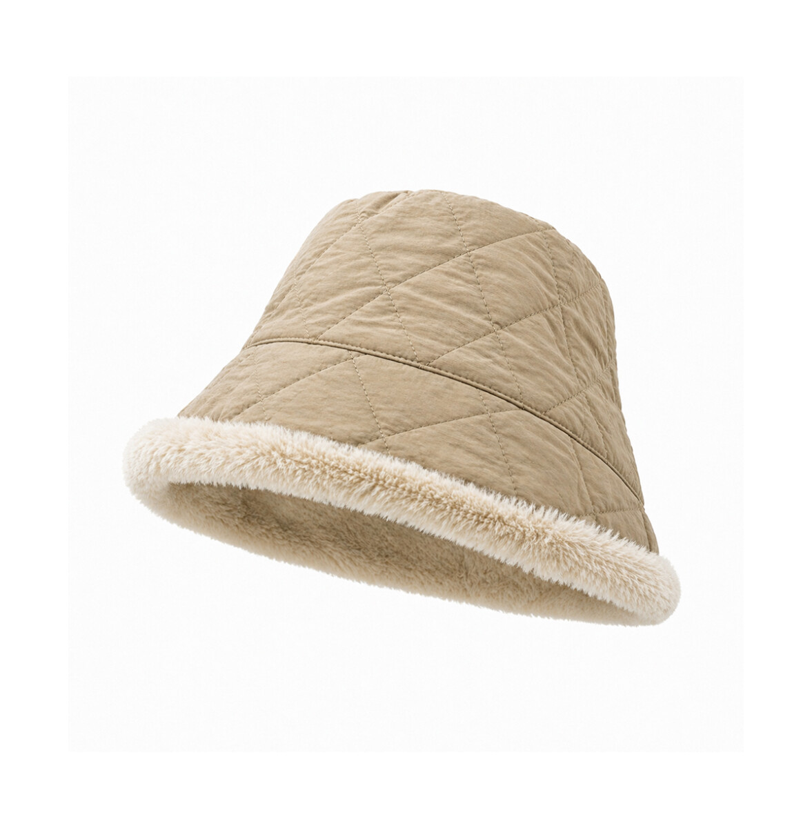 Gorro piluso puffer con corderito - Beige 
