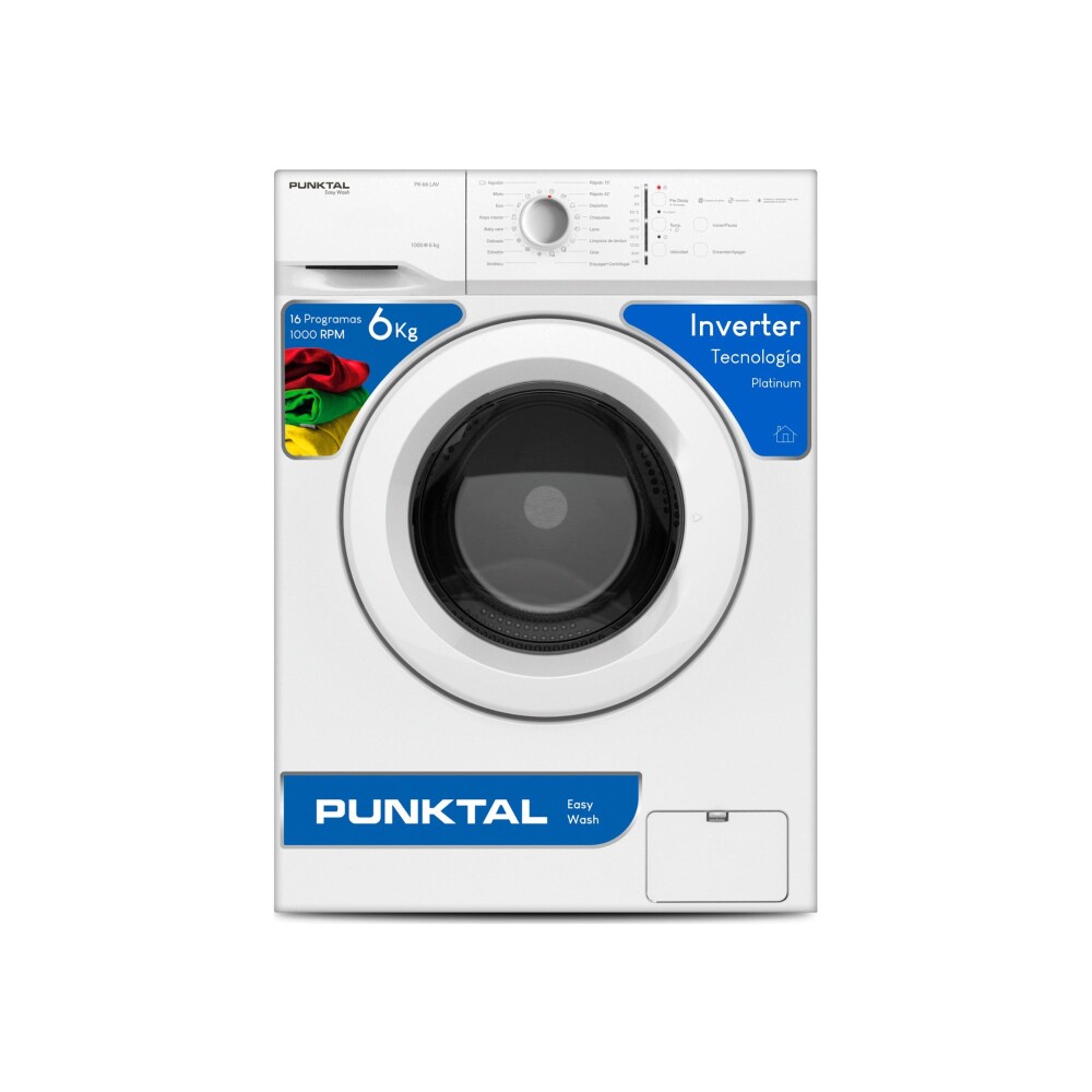 LAVADORA CARGA FRONTAL AUTOMÁTICA 6Kg. 16 PROGRAMAS CON BOMBA – 1000 RPM blanco