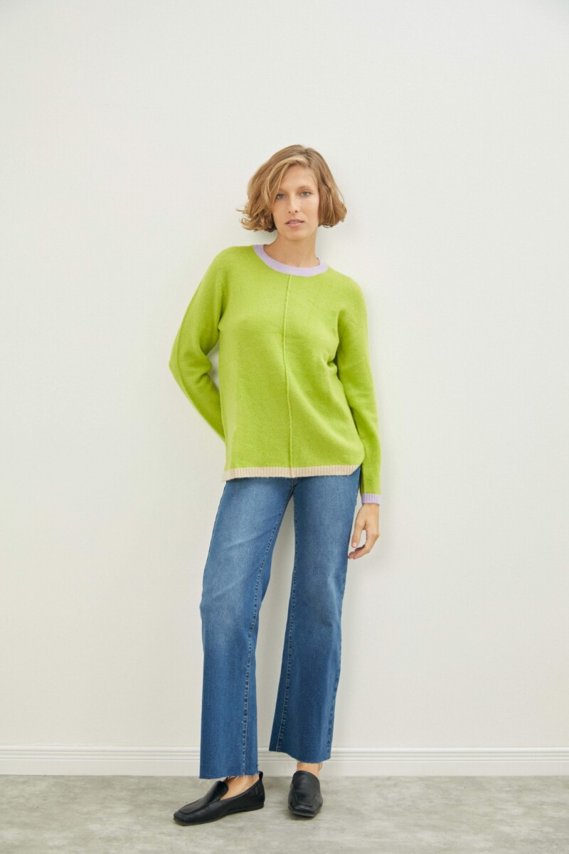 Sweater con vivo en contraste verde manzana