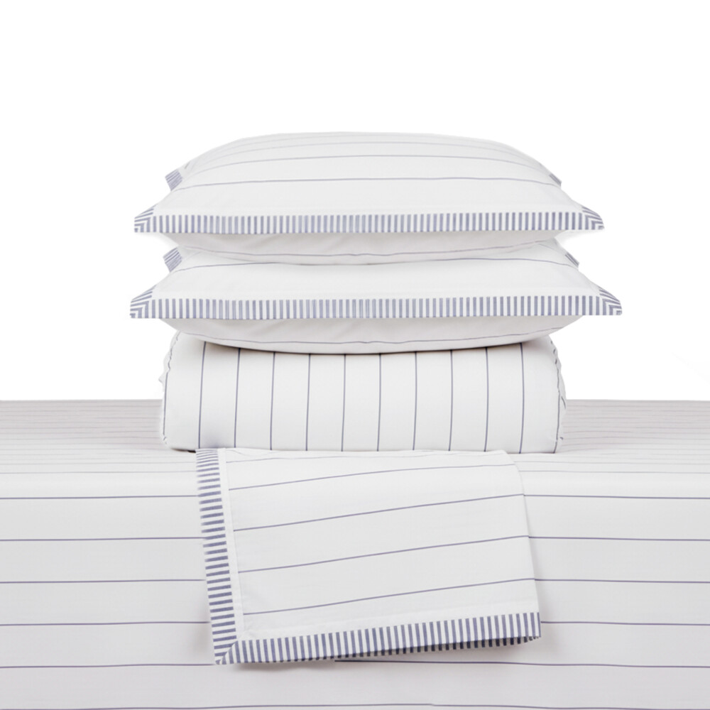 Juego de Sabanas 2 Plaza 200 Hilos Nina - Pilar Rayas Azul